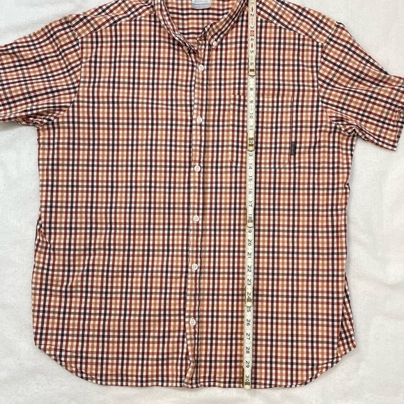 Columbia brown/rust plaid outdoor short sleeve shirt dry wicking outdoor Sz XXL  - Picture 4 of 5